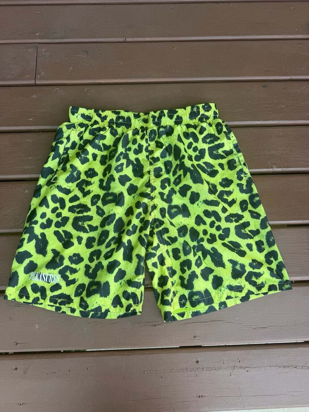 Pleasures Leopard Running Shorts Lime